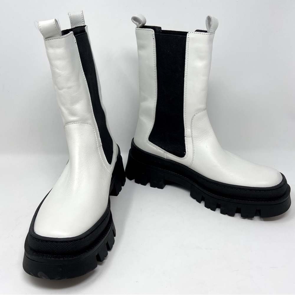 New-Kenneth Cole Leather Lug Sole Chelsea Ankle Boots